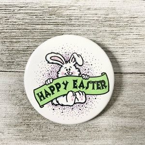 HAPPY EASTER Vintage Holiday Bunny Rabbit Pinback Button NEW